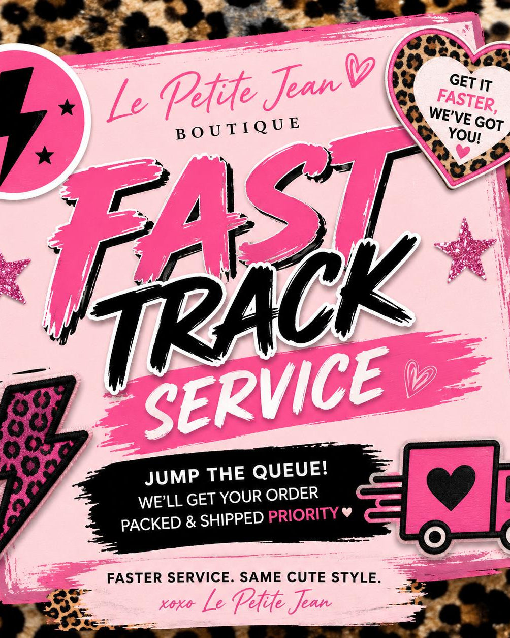 Le Pétite Jean UK Fast Track product image showing a sleek, modern design with fast track branding on a black background.
