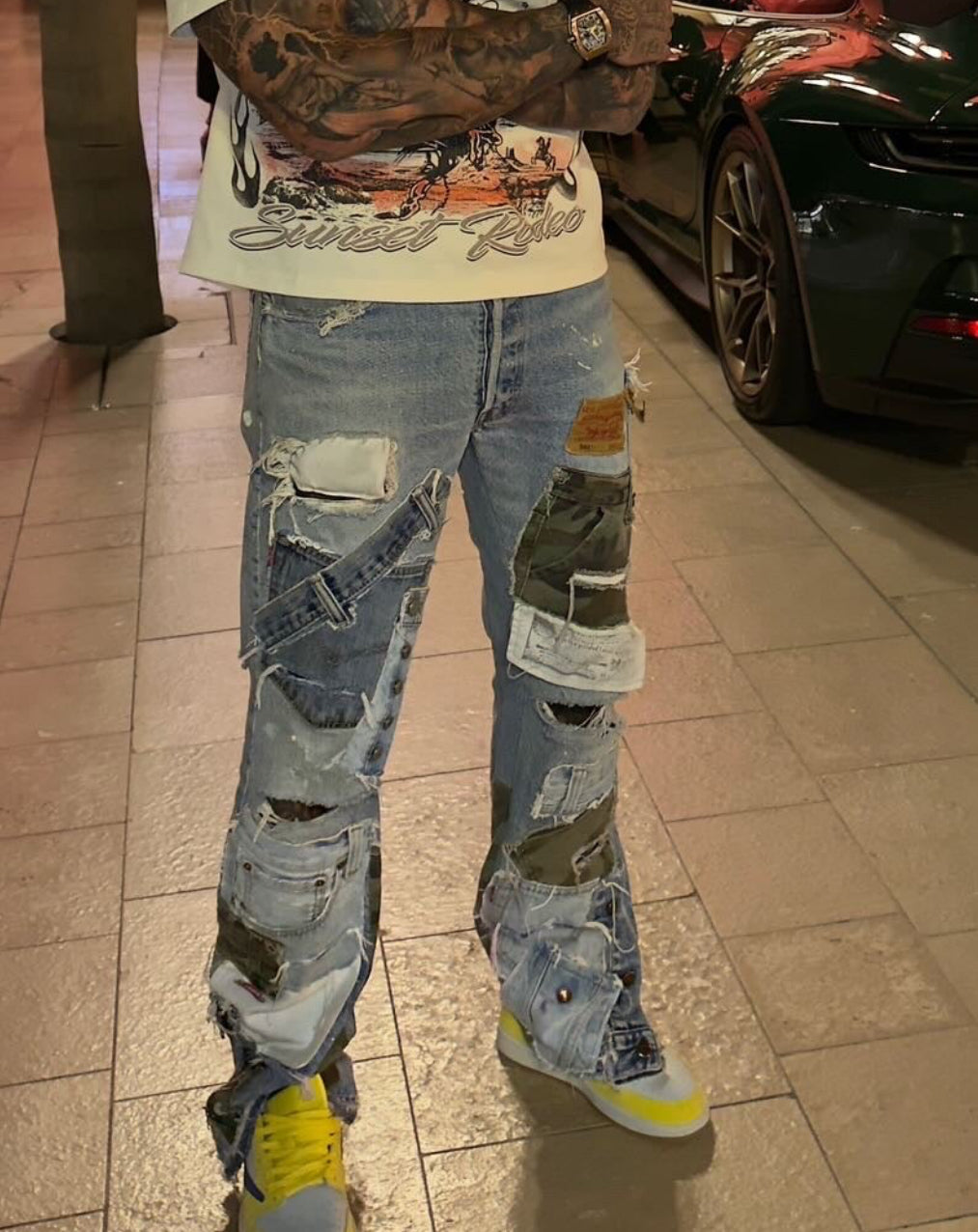 Homme Camo Patch Jeans