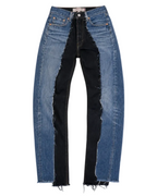 Le Pétite Jean L28 W26 denim jeans with classic five-pocket design and slim fit, shown in black fabric.