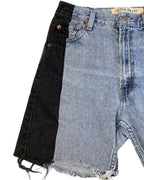 Le Pétite Jean W26 shorts in denim with front pockets and rolled cuffs, styled with casual summer outfit